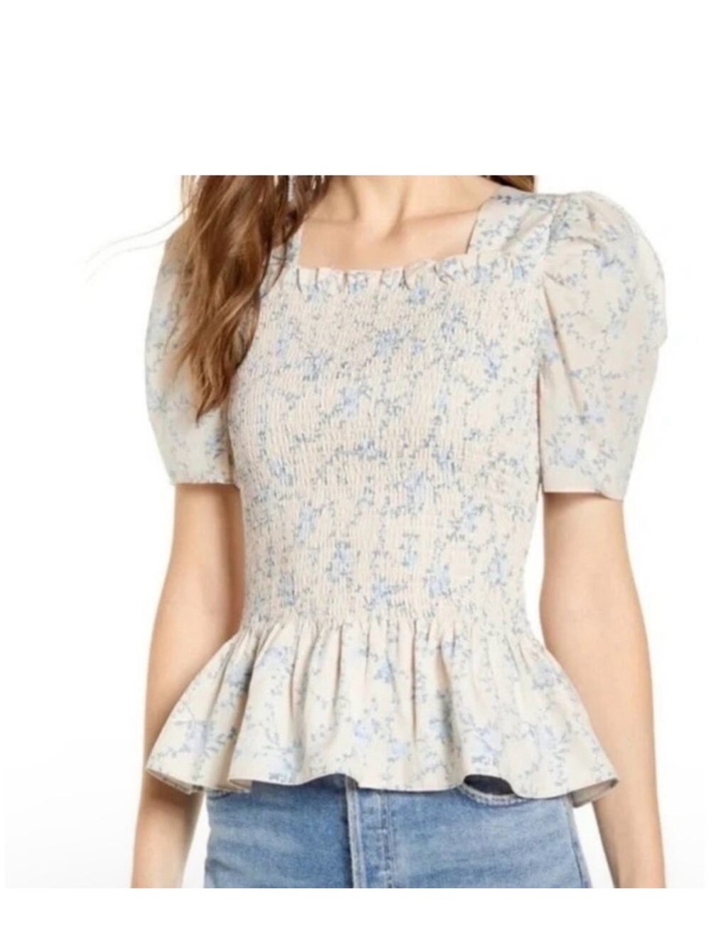 Rachel Parcell Ditsy Floral
Smocked Milkmaid Top Puff Sleeve
Cottage Prairie